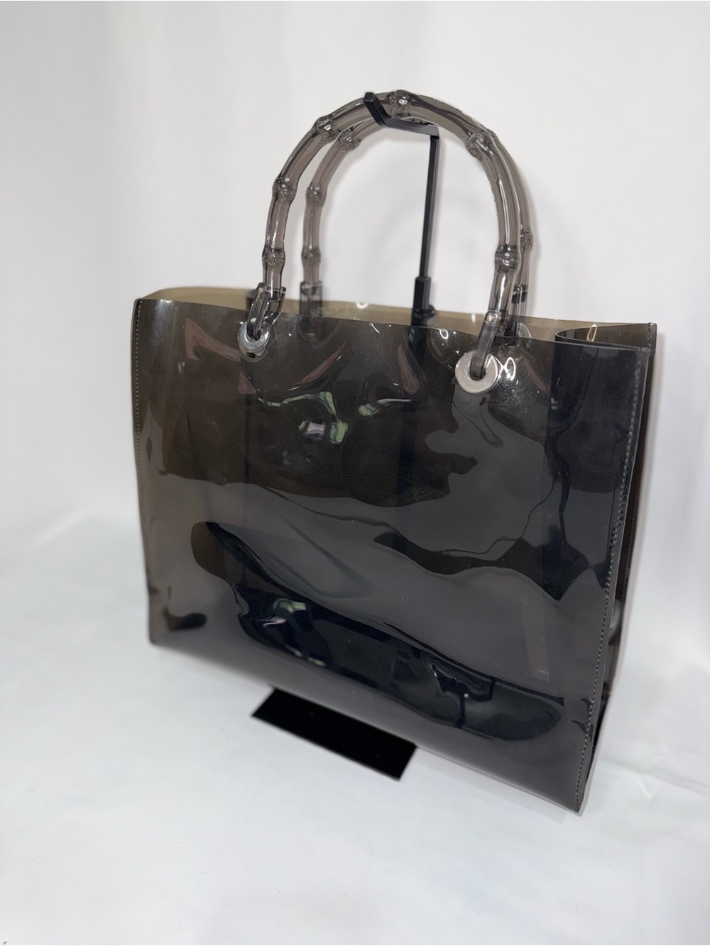 Gucci Transparent Smoke PVC Tote Bag with Bamboo-Style Handles